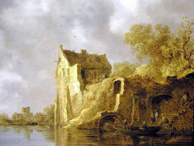 Jan van  Goyen River landscape with a ruin China oil painting art